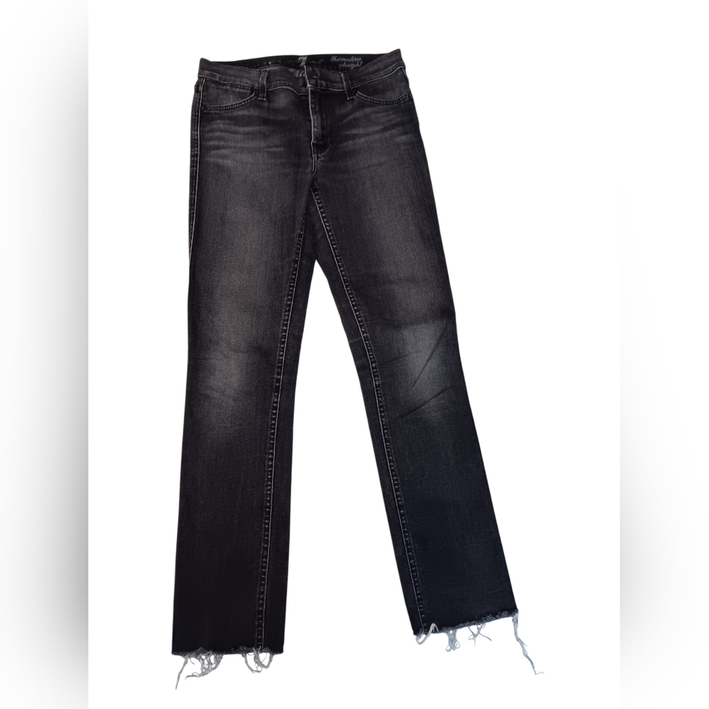 7 For All Mankind ~ Gray Modern Straight Leg Jeans – Mid Rise Stretch  (27)